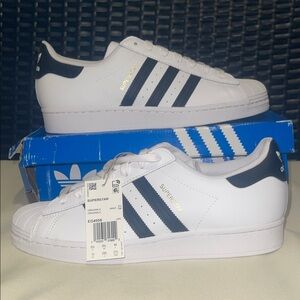 Adidas Originals Superstar Men's White Black Gold Sneakers Size 10 with Box